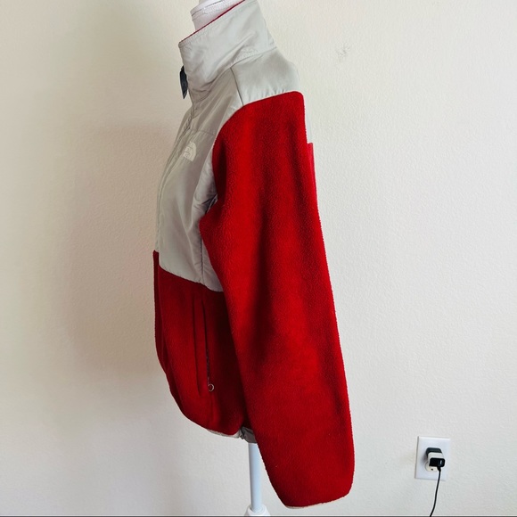 Rare North Face Red & Grey Fleece Zip Jacket Coat - Picture 4 of 12